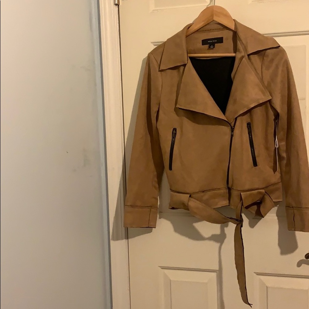 Faux suede moto jacket